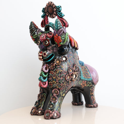 🐂 Toro de Pucará Premium Negro 37 cm – Cerámica Artesanal Peruana Decorativa de Lujo
