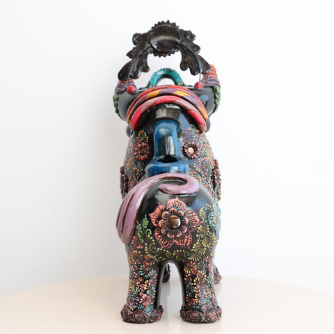 🐂 Toro de Pucará Premium Negro 37 cm – Cerámica Artesanal Peruana Decorativa de Lujo