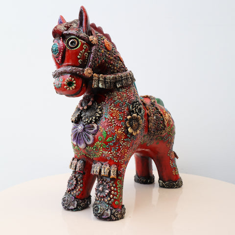🐎❤️ Caballo de Pucará Premium Rojo 29 cm – Cerámica Artesanal ✨