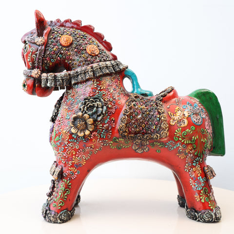 🐎❤️ Caballo de Pucará Premium Rojo 29 cm – Cerámica Artesanal ✨