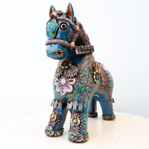 🐎💙 Caballo de Pucará Premium Azul 29 cm – Cerámica Artesanal ✨