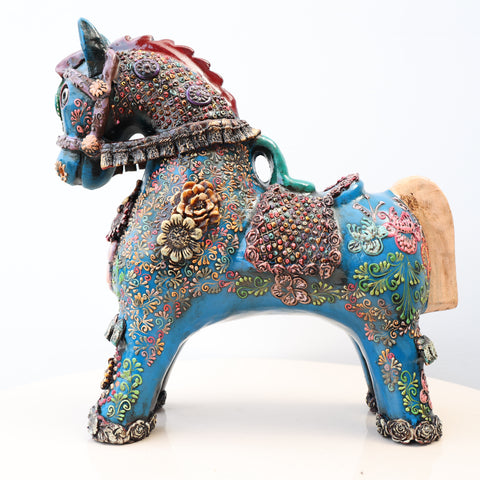 🐎💙 Caballo de Pucará Premium Azul 29 cm – Cerámica Artesanal ✨