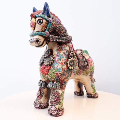 🐎🤍 Caballo de Pucará Premium Marfil 29 cm – Cerámica Artesanal ✨