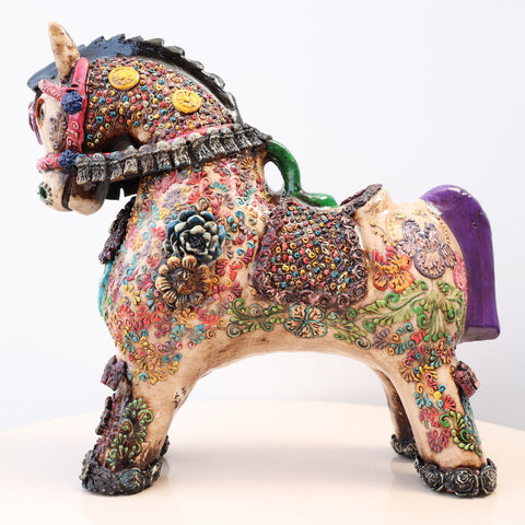 🐎🤍 Caballo de Pucará Premium Marfil 29 cm – Cerámica Artesanal ✨