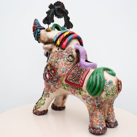 🐂 Toro de Pucará Premium Melon 37 cm – Cerámica Artesanal Peruana Decorativa de Lujo