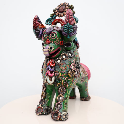 🐂 Toro de Pucará Premium Verde 37 cm – Cerámica Artesanal Peruana Decorativa de Lujo
