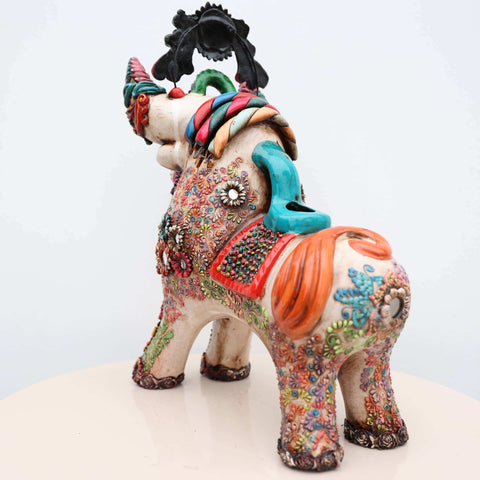 🐂 Toro de Pucará Premium Melon 37 cm – Cerámica Artesanal Peruana Decorativa de Lujo