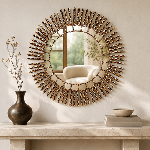 🪞☀️ Espejo Cuzqueño Gold "Sol" de 60 cm ☀️🪞