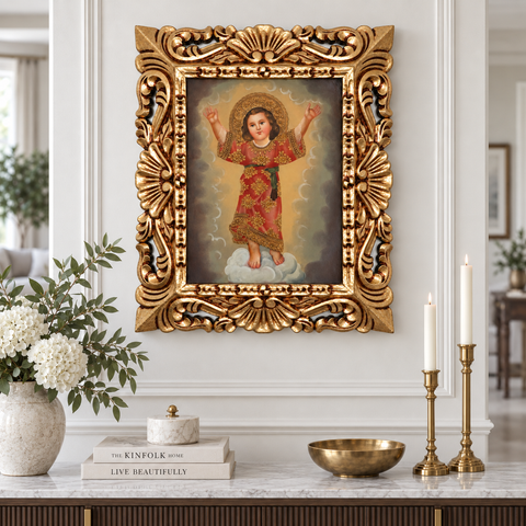👶✨ Divino Niño 55 × 45 cm – Pintura Cuzqueña Artesanal PFS0400016