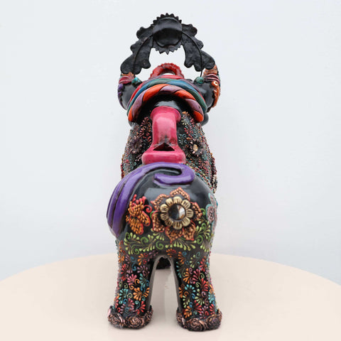 🐂 Toro de Pucará Premium Negro 37 cm – Cerámica Artesanal Peruana Decorativa de Lujo