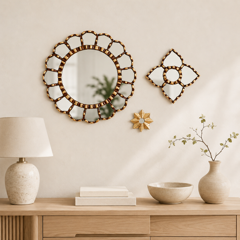 Composición Gloriosa – Set de 3 Espejos Cuzqueños Artesanales para Pared