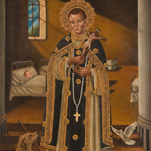🙏✨ San Martín de Porres 55 × 45 cm – Pintura Cuzqueña Artesanal PFS0400026