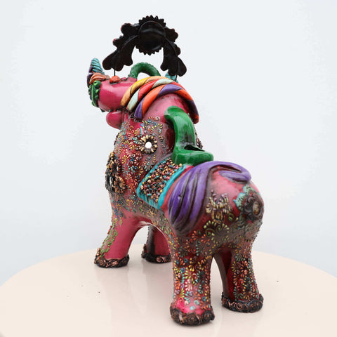 🐂 Toro de Pucará Premium Fucsia 37 cm – Cerámica Artesanal Peruana Decorativa de Lujo