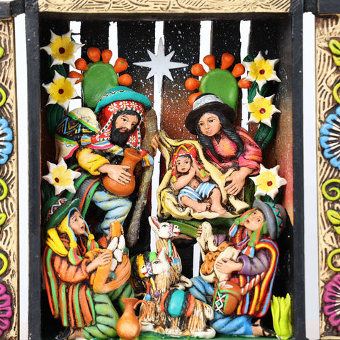 🌟✨ Retablo Andino Nacimiento Tradicional de 25 cm ✨