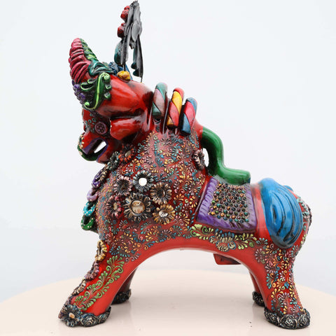 🐂 Toro de Pucará Premium Rojo 37 cm – Cerámica Artesanal Peruana Decorativa de Lujo