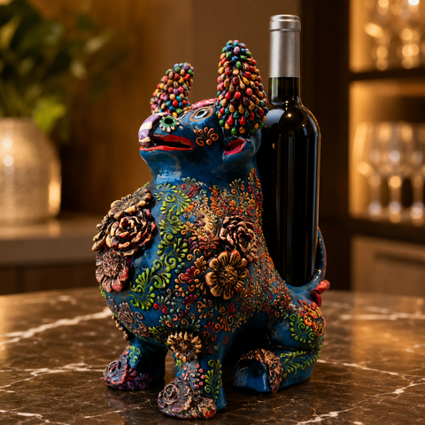 ✨🍷 Portavino Premium Toro Brocateado Azul 25cm ✨🐂