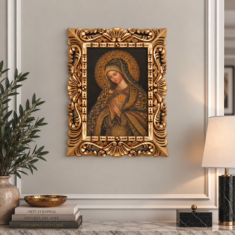 👑✨ Virgen de las Mercedes 55 × 45 cm – Pintura Cuzqueña Artesanal PFS0400031