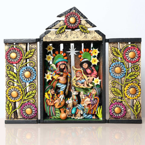 🌟✨ Retablo Andino Nacimiento Marfil de 25 cm ✨