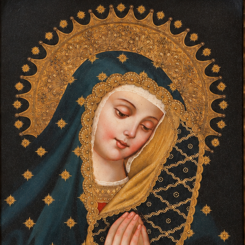 🖤🙏 Virgen Dolorosa 55 × 45 cm – Pintura Cuzqueña Artesanal PFS0400050