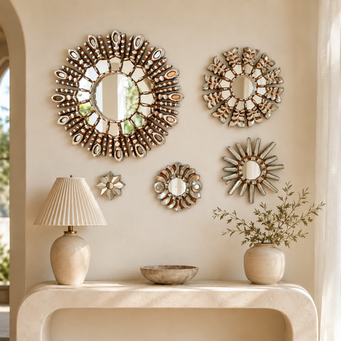 Composición Ojo Silver – Set de 5 Espejos Cuzqueños Artesanales para Pared
