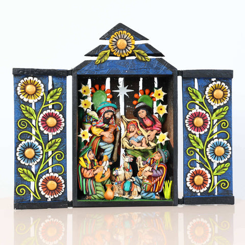 🌟✨ Retablo Andino Nacimiento Azul de 25 cm ✨