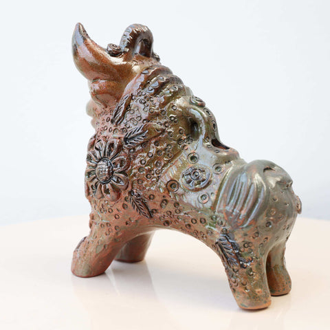 🐂✨ Toro de Pucará Barroco Rústico 17 cm – Cerámica Envejecida ✨
