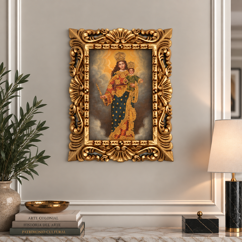 👑✨ María Auxiliadora 55 × 45 cm – Pintura Cuzqueña artesanal PFS0400032