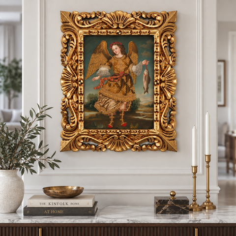 👼✨ San Gabriel Arcángel 55 × 45 cm – Pintura Cuzqueña Artesanal PFS0400013
