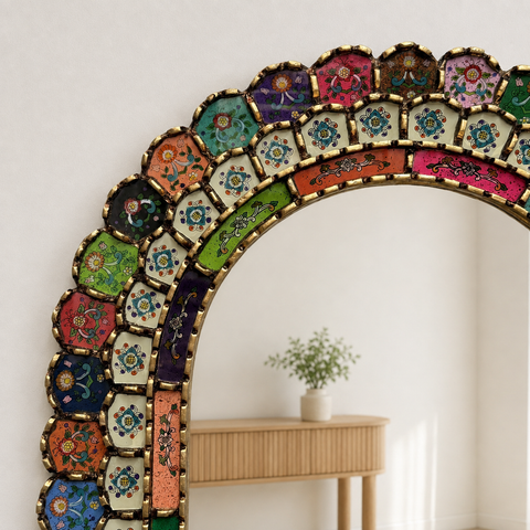 🪞✨ Espejo Urna multicolor 80 cm – Vidrio pintado a mano ✨
