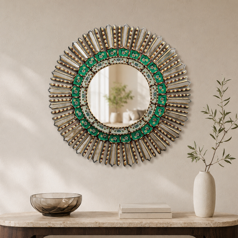 🪞✨ Espejo Cuzqueño "Lima Verde" de 60 cm ✨