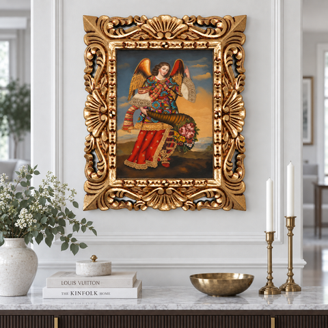 👼✨ San Gabriel Arcángel 55 × 45 cm – Pintura Cuzqueña Artesanal PFS0400012