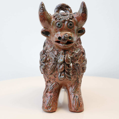 🐂✨ Toro de Pucará Barroco Rústico 17 cm – Cerámica Envejecida ✨
