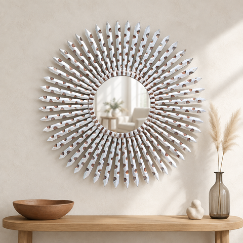 🪞☀️ Espejo Cuzqueño Silver "Sol" de 70 cm ☀️🪞