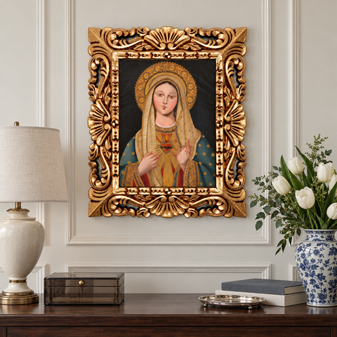 ❤️✨ Sagrado Corazón de María 55 × 45 cm – Pintura Cuzqueña Artesanal PFS0400069