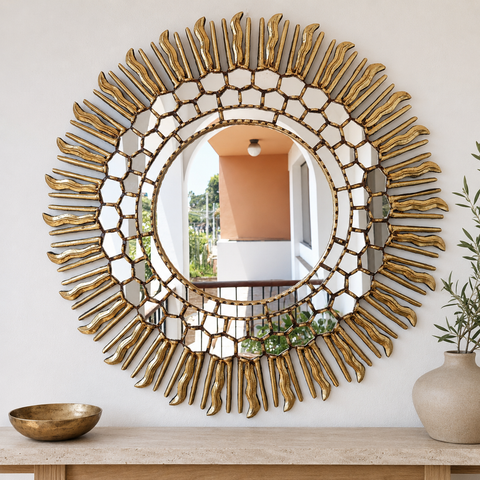 🪞☀️ Espejo Cuzqueño Gold "Sol Resplandeciente" de 80cm ✨