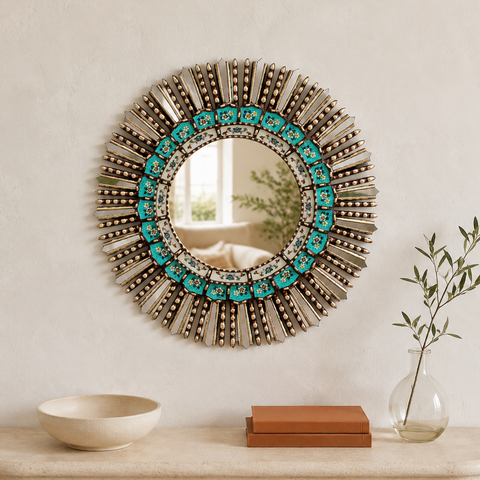 🪞✨ Espejo Cuzqueño "Lima Turquesa" de 60 cm ✨