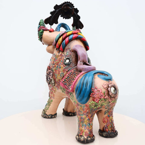 🐂 Toro de Pucará Premium Melon 37 cm – Cerámica Artesanal Peruana Decorativa de Lujo