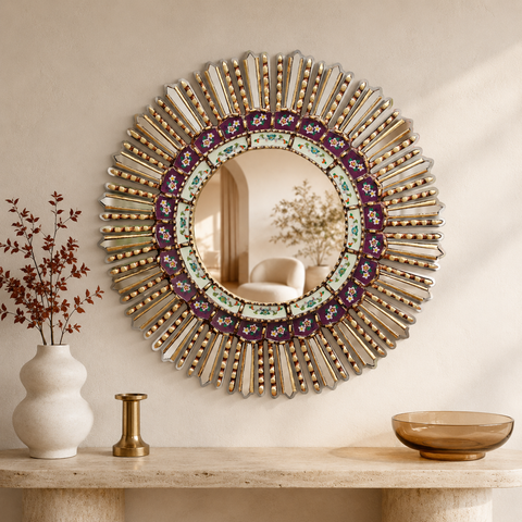 🪞✨ Espejo Cuzqueño "Lima Morado" de 60 cm ✨