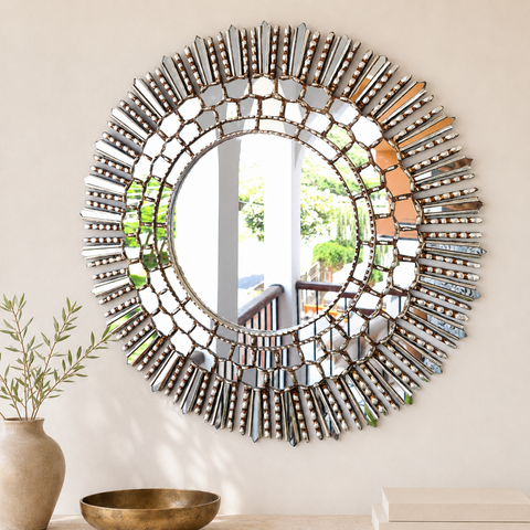 🪞✨ Espejo Cuzqueño Plateado Lima de 80 cm ✨🪞