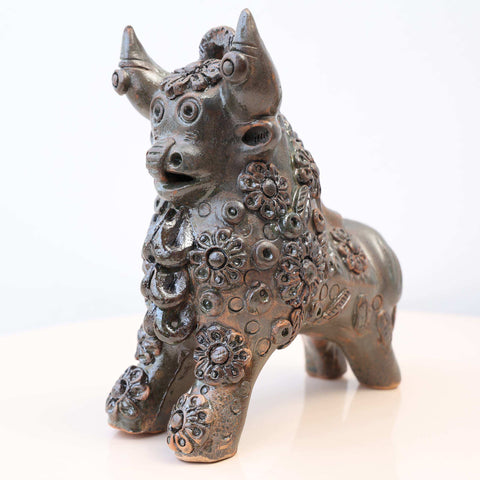 🐂✨ Toro de Pucará Barroco Negro 17 cm – Cerámica Envejecida ✨