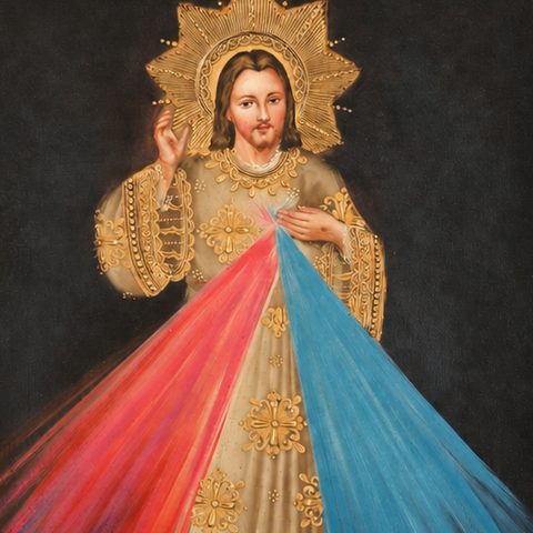 ✨🙏 Divina Misericordia 55 × 45 cm – Pintura Cuzqueña Artesanal PFS0400021