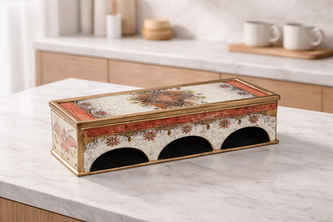 ✨🍽️ Porta Té Decorativo de Vidrio Pintado a Mano ✨🍽️