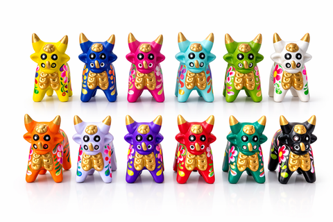 🐂✨ Colección 12 Toros de Pucará 4 cm – Mini Cerámica Decorativa ✨