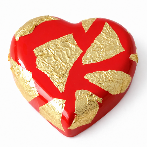 ❤️✨ Corazón Rojo Decorativo 13 cm – Pan de Oro ✨