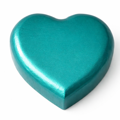 💚 Corazón Decorativo Verde Metalizado 13 cm – Madera Tallada