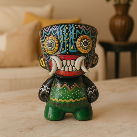 🧿 Ícaro Cuchimilco Decorativo – Cerámica Pintada a Mano (15 cm)
