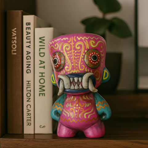 Cuchimilco “Guardiana del Fuego Interior” – Figura Cerámica Pintada a Mano (15 cm)