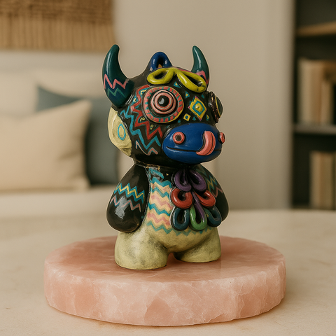 🟢 Figura Cuchimilco Cerámica – Edición Demonio Tribal Multicolor (15 cm)  Descripción: