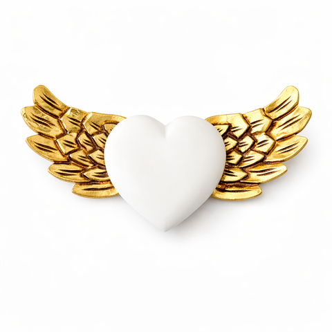 ✨ Alas Lovely con Corazón Blanco 30 cm – Madera Tallada