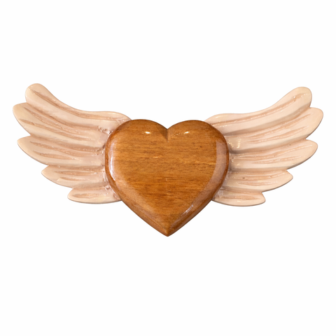 ✨ Alas Dreams Melón con Corazón Madera 30 cm – Madera Tallada